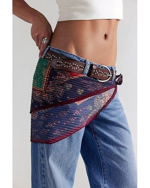 Free People Brown Pleated Printed Skinny Bandana
