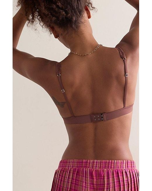 Intimately By Free People Brown Charlie Lace Microfiber Plunge Bralette By
