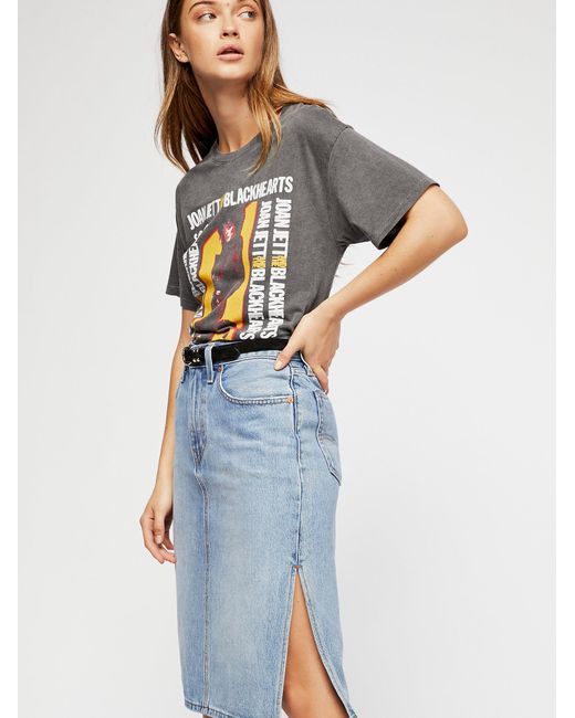 Free People Blue Levi's Side Slit Denim Skirt