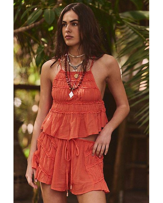 Free People Red Angelina Short Set