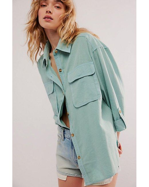 Free People Blue We The Free Made For Sun Linen Shirt