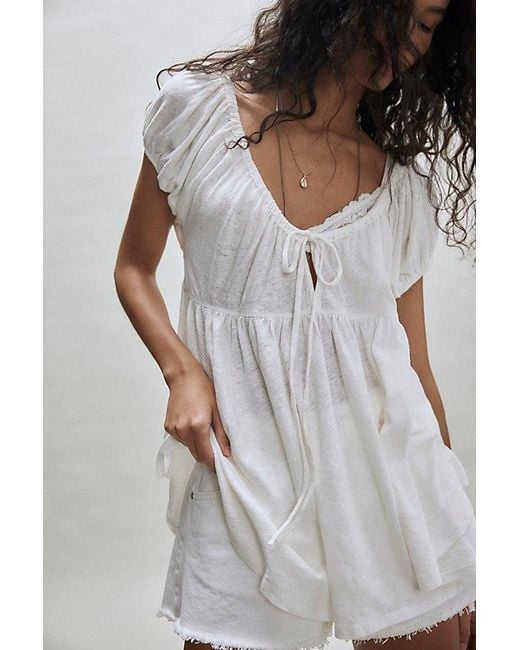 Free People Gray Bella Babydoll Top
