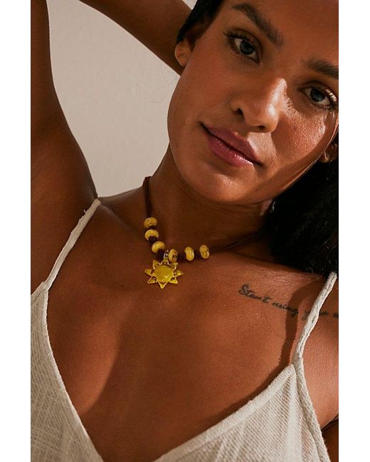 Free People Brown Ivy Pendant Choker At In Sun