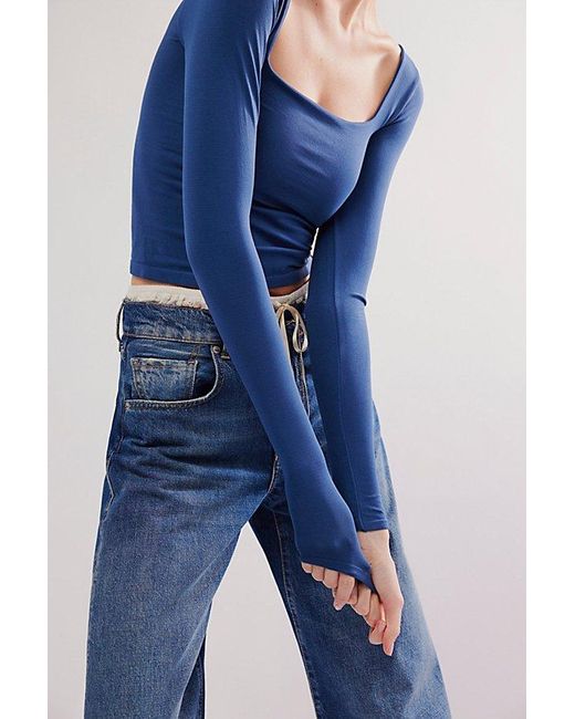 Intimately By Free People Blue Clean Lines Long Sleeve