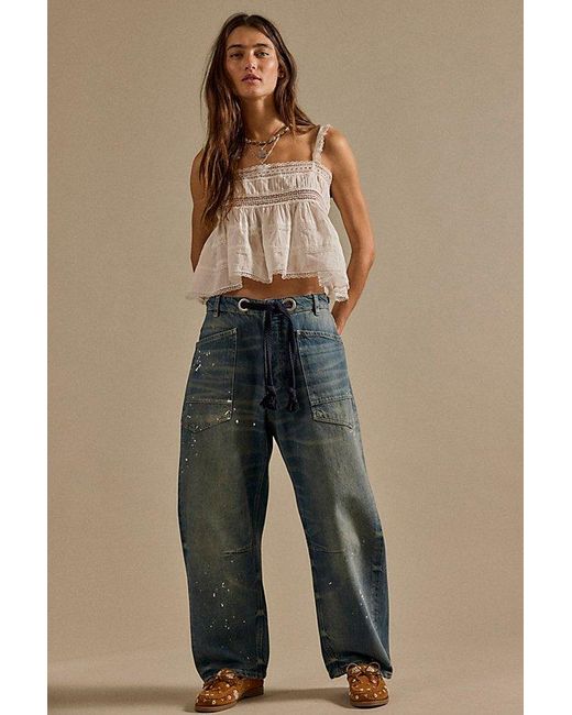Free People Gray Moxie Pull-On Barrel Jeans