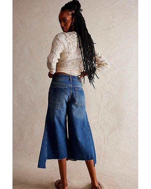 Free People Ripple Wide-leg Crop Jeans in Blue | Lyst UK