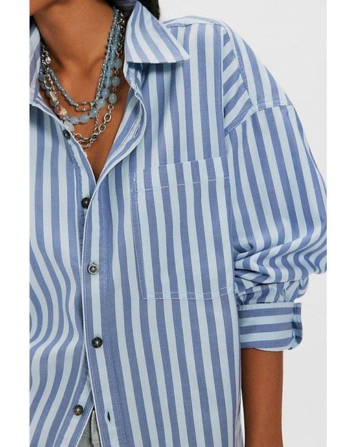 Free People Blue Freddie Striped Shirt