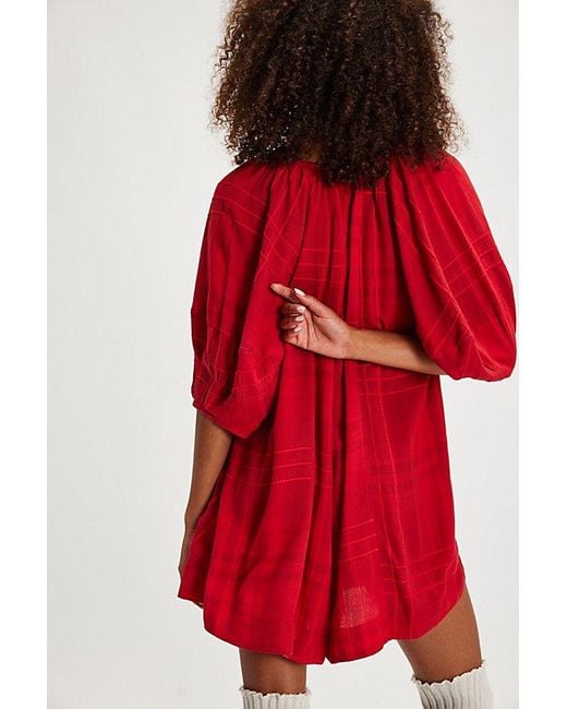 Free People Red Bop Around Romper