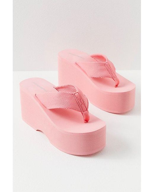 Jeffrey Campbell Pink Pool Party Platform Thong Sandals