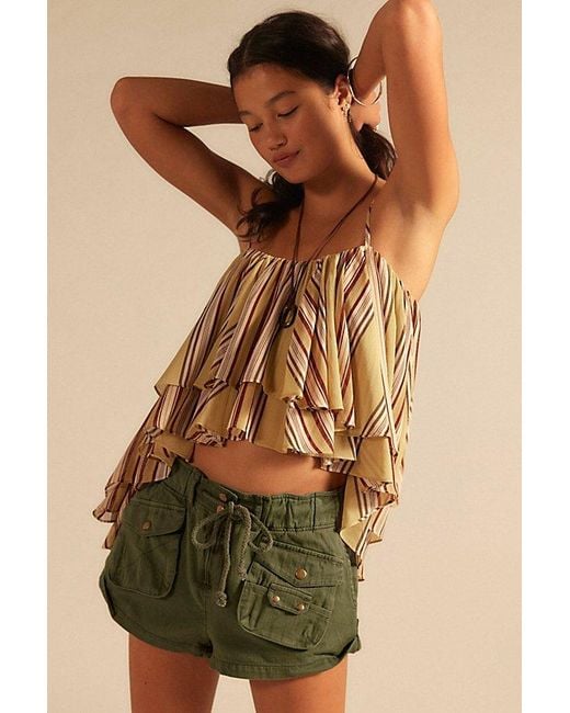 Free People Blue Waimea Slouchy Solid Shorts At In Kelp, Size: Large