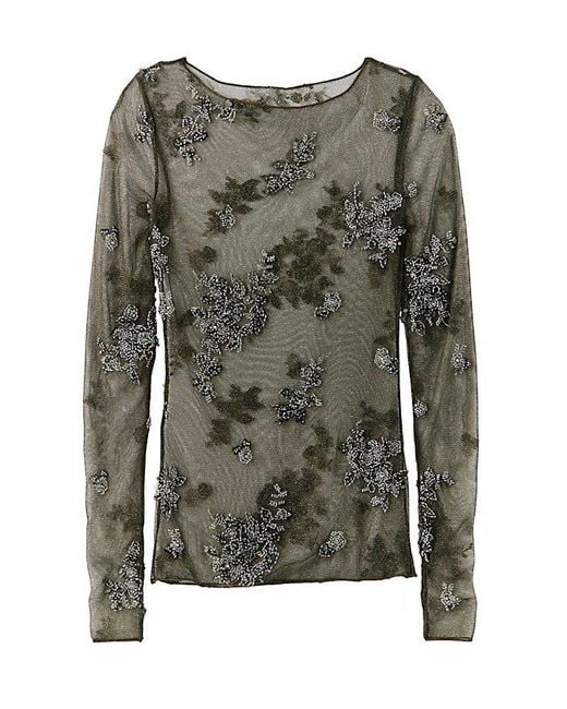 Intimately By Free People Green Talk To Me Embellished Long Sleeve Top By