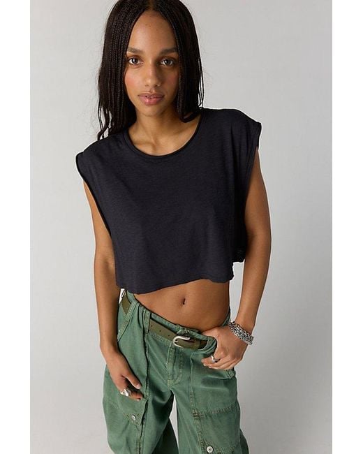 Free People Black Dallas Cropped Tank Top
