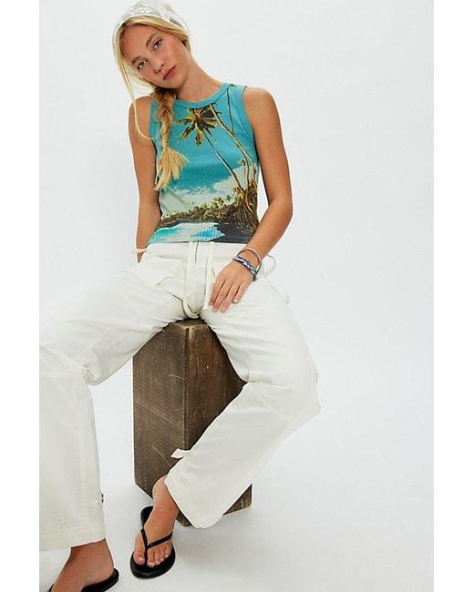 Daydreamer Blue Beach Photo Shrunken Tank Top
