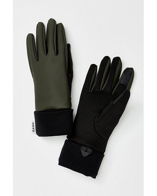 Rains Black W1 Gloves At Free People In Green, Size: Medium