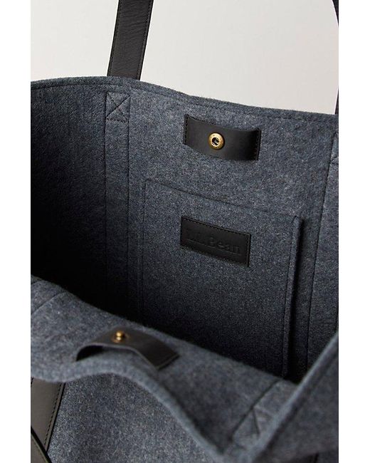 L.L. Bean Black L. L.Bean Leather Trim Wool Tote