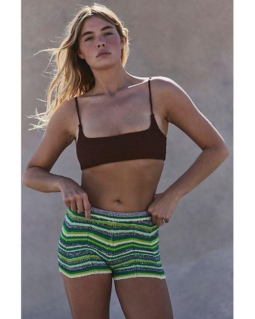 Free People Green Marisol Micro Shorts