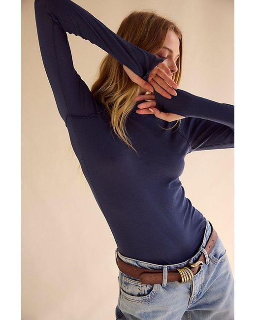Free People Blue Close To Home Layering Top