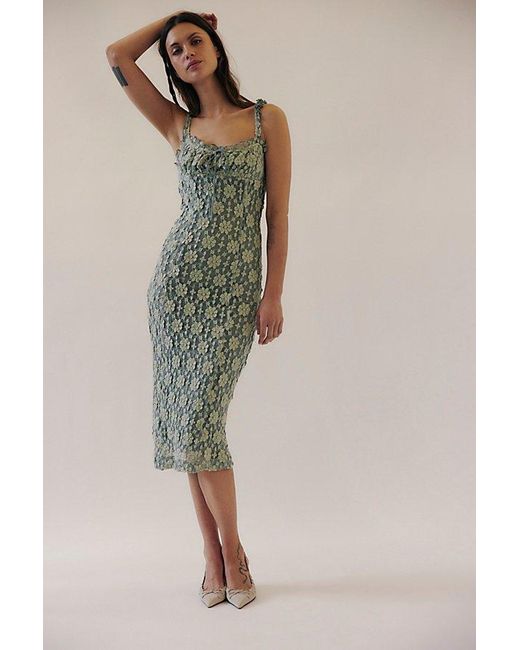 Free People Green Lucinda Lace Midi Dress
