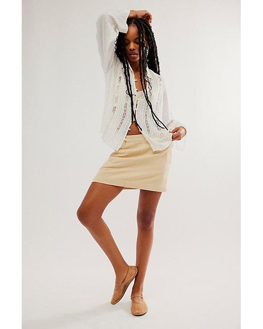 Free People Natural Can't Blame Me Linen Mini Skirt