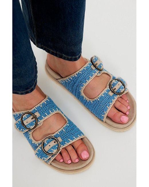 Laidbacklondon Blue Coco Crochet Footbed Sandals By