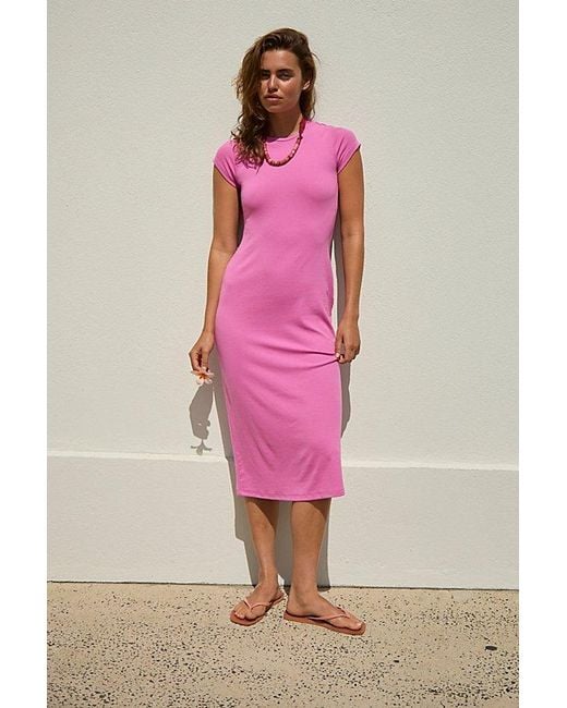 free-est Pink Good Feels Slim Midi Dress By