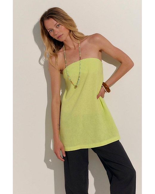 free-est Green Essentially The Best Cotton-Linen Mini Dress By