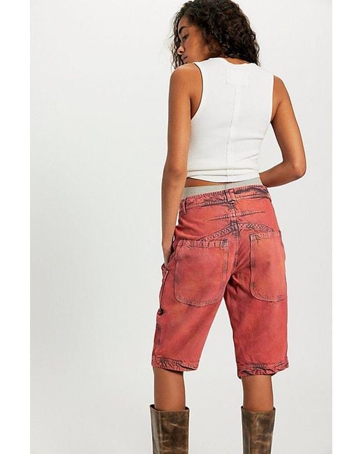 Free People Red Break Through Shorts