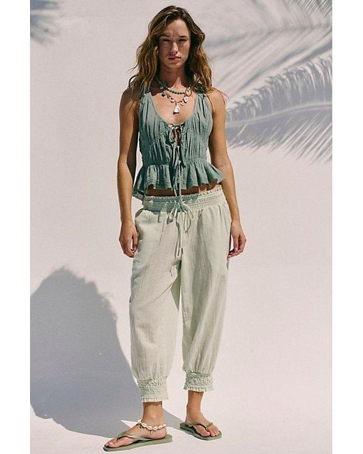 free-est Multicolor Taye Smocked Cotton Capris By