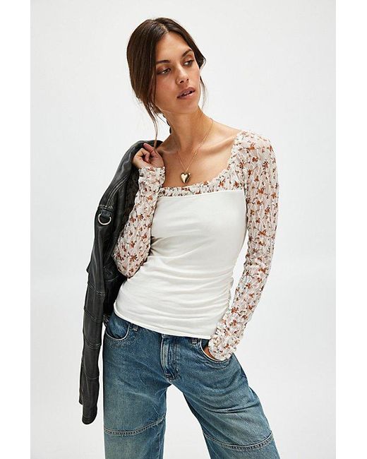 Free People White Josie Long-sleeve Top