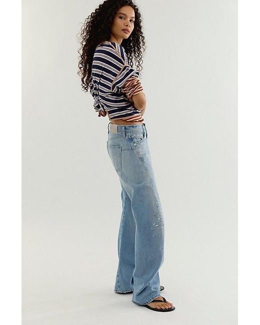 Free People Blue Fable Low-Rise Twisted Bowed Jeans