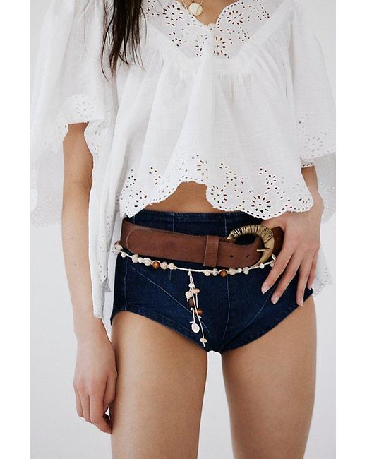 Free People Blue We The Free Keep It Brief Denim Micro Shorts