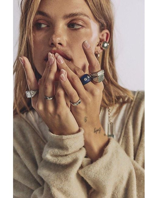 Free People Brown Hannah Chunky Ring Set