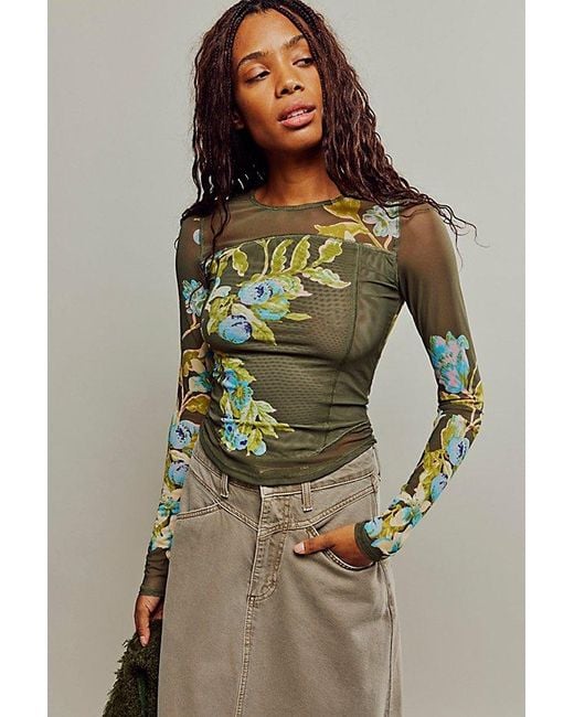 Free People Green Betty's Garden Top