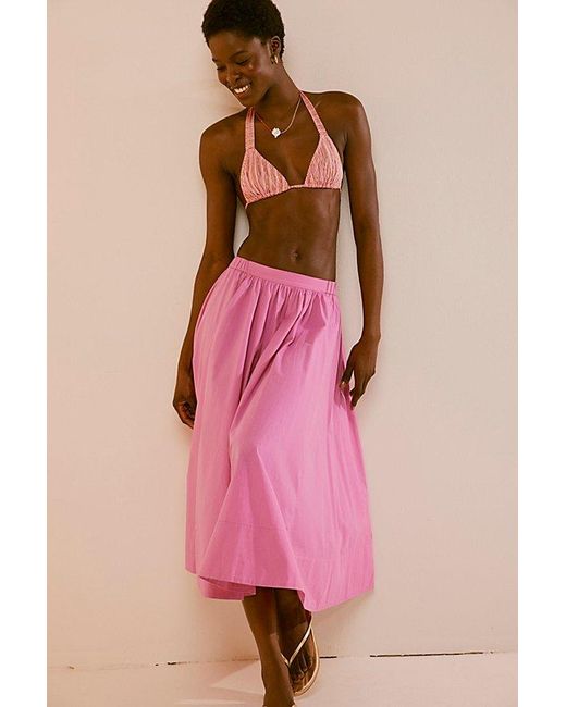 Free People Pink Lowen Midi Skirt