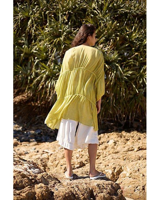 Free People Green Juliet Sheer Tie-Front Duster Top