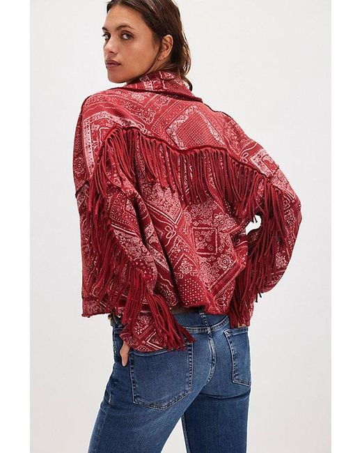 Ragabond Red Wyatt Bandana Fringe Cardi