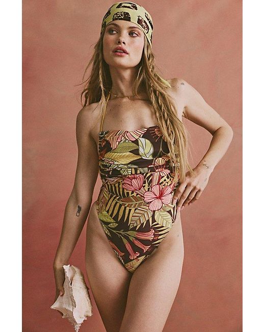 Matthew Williamson x Free People Brown Vivi Printed One-Piece Swimsuit