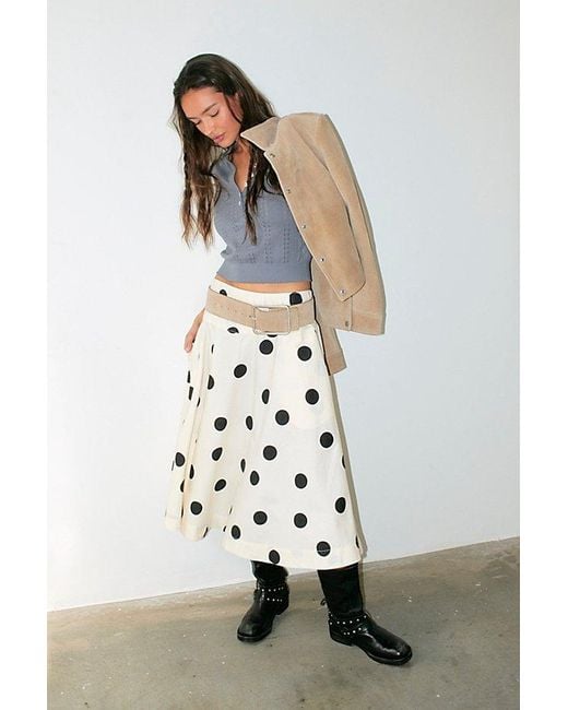 Free People White Betty Drop-Waist Midi Skirt