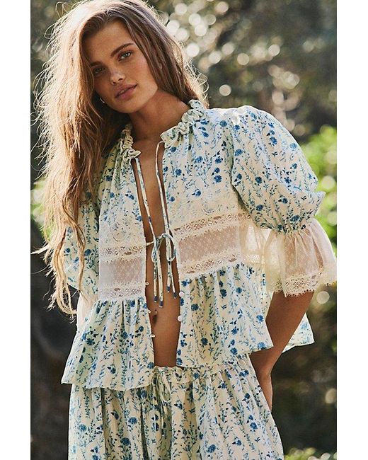 Intimately By Free People Natural Forever Young Printed Bed Jacket By