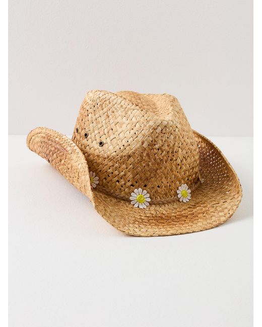 Free People Natural Daisy Dunes Straw Cowboy Hat