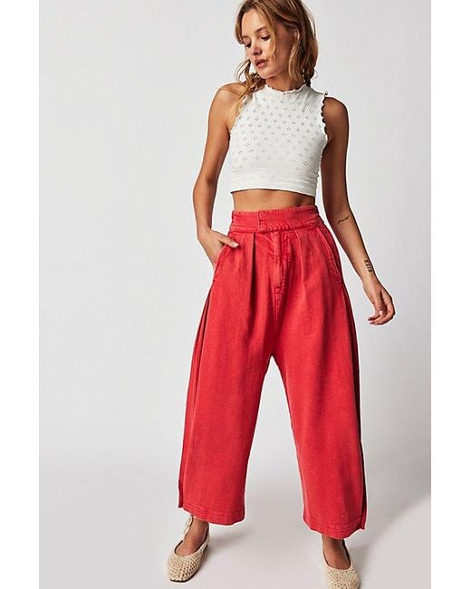 Free People Cool Harbor Wide-leg Pants At In High Risk, Size: Xs in Red