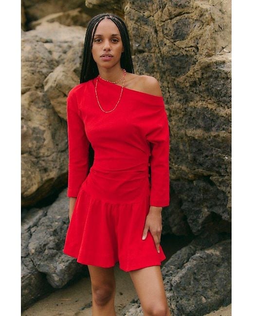 free-est Red Junie Drop-Waist Mini Dress By