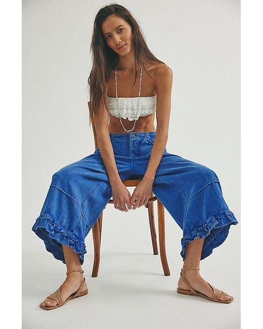 Free People Blue Love Me Not Bloomer Jeans