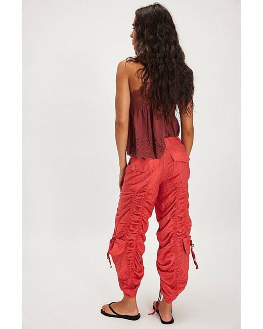 Free People Scorpio Shirred Mid-Rise Cargo Trousers By