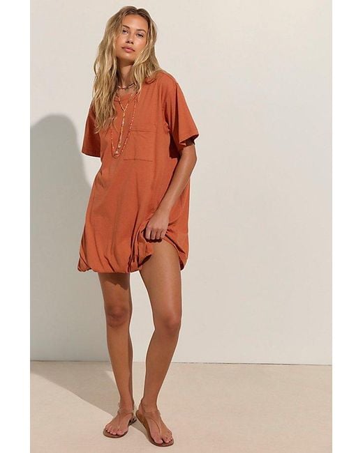 free-est Orange Shorebound Cotton-Jersey Mini Dress By