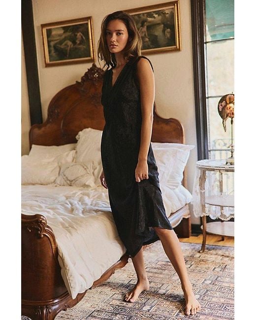 Intimately By Free People Black Me & You Satin Midi Slip Dress By