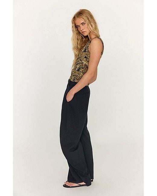 Free People Blue Spotlight Pinstripe Barrel Trousers