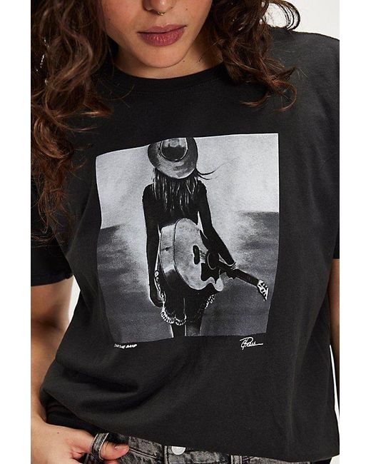 Free People Gray I'M With The Band Mushie Tee