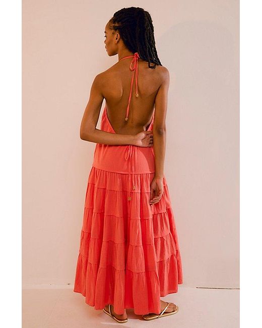 Free People Red Somewhere Sunny Drop-waist Maxi