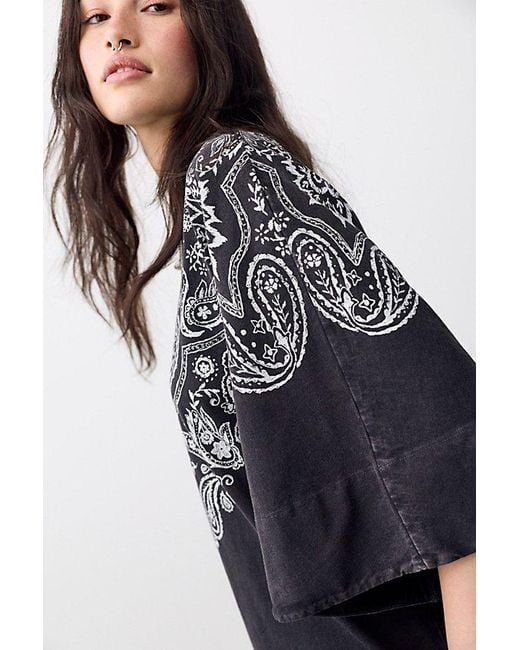 Free People Black Heirloom Printed Tee